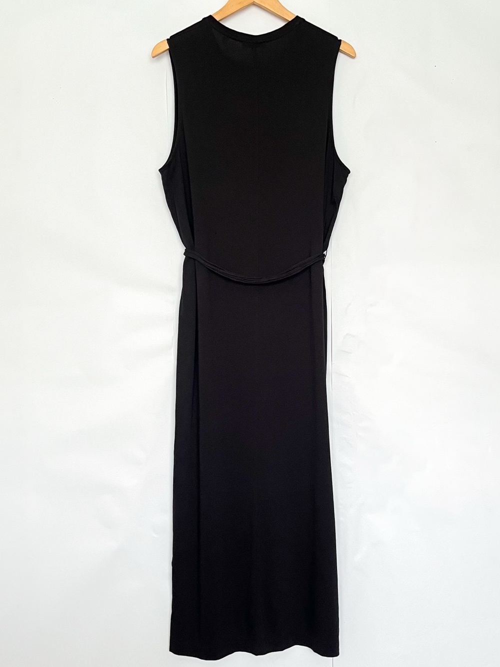 Vince Pima Cotton Maxi Dress Sleeveless Tie Waist Midi Sheer Women Size XL Black - Picture 8 of 16